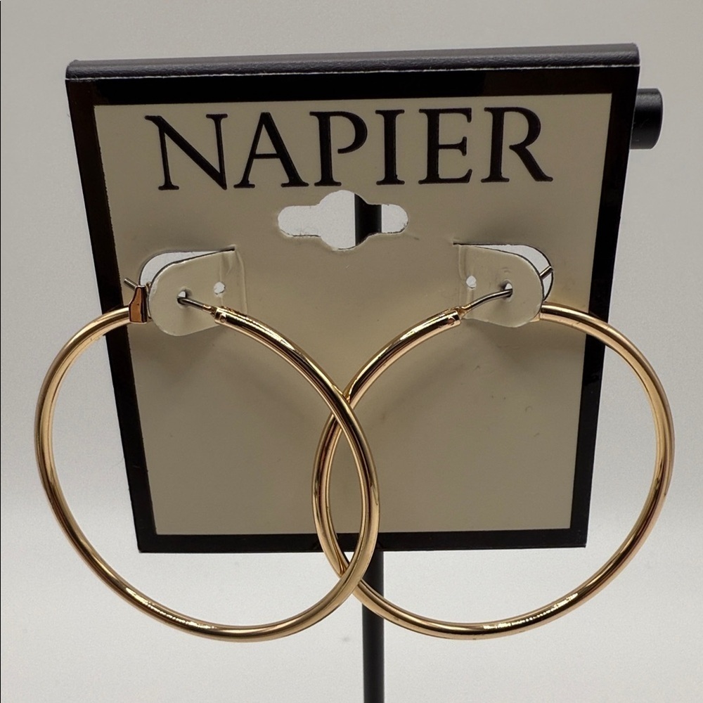 NWT Napier Classic Gold Tone Hoop Earrings